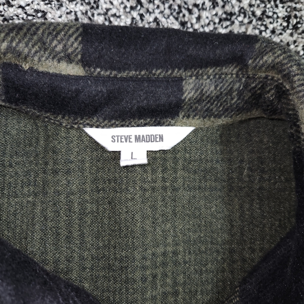 Seve Madden Sophia Shacket /Jacket, pockets Green/ Sage/ Black Plaid Women' Sz L - Picture 3 of 8